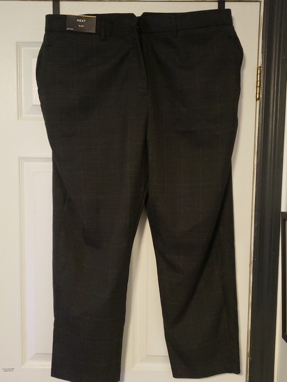 next Men's Dark Gray Plaid Dress Pants